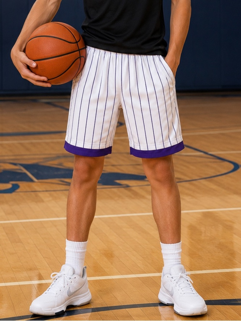 Vintage Athletic Works Pinstripe Basketball Shorts Men’s S 80s Retro NWT- FLAW